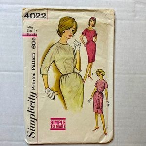 Vintage Simplicity 4022 | 1960’s Miss One Piece Dress Pattern | Size 12 | CUT
